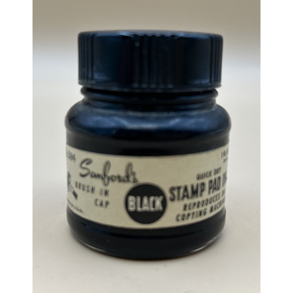 1 Bottle of  Sanford’s Stamp Pad Ink 1 oz- Brush In Cap #584 USA Black Quick Dry